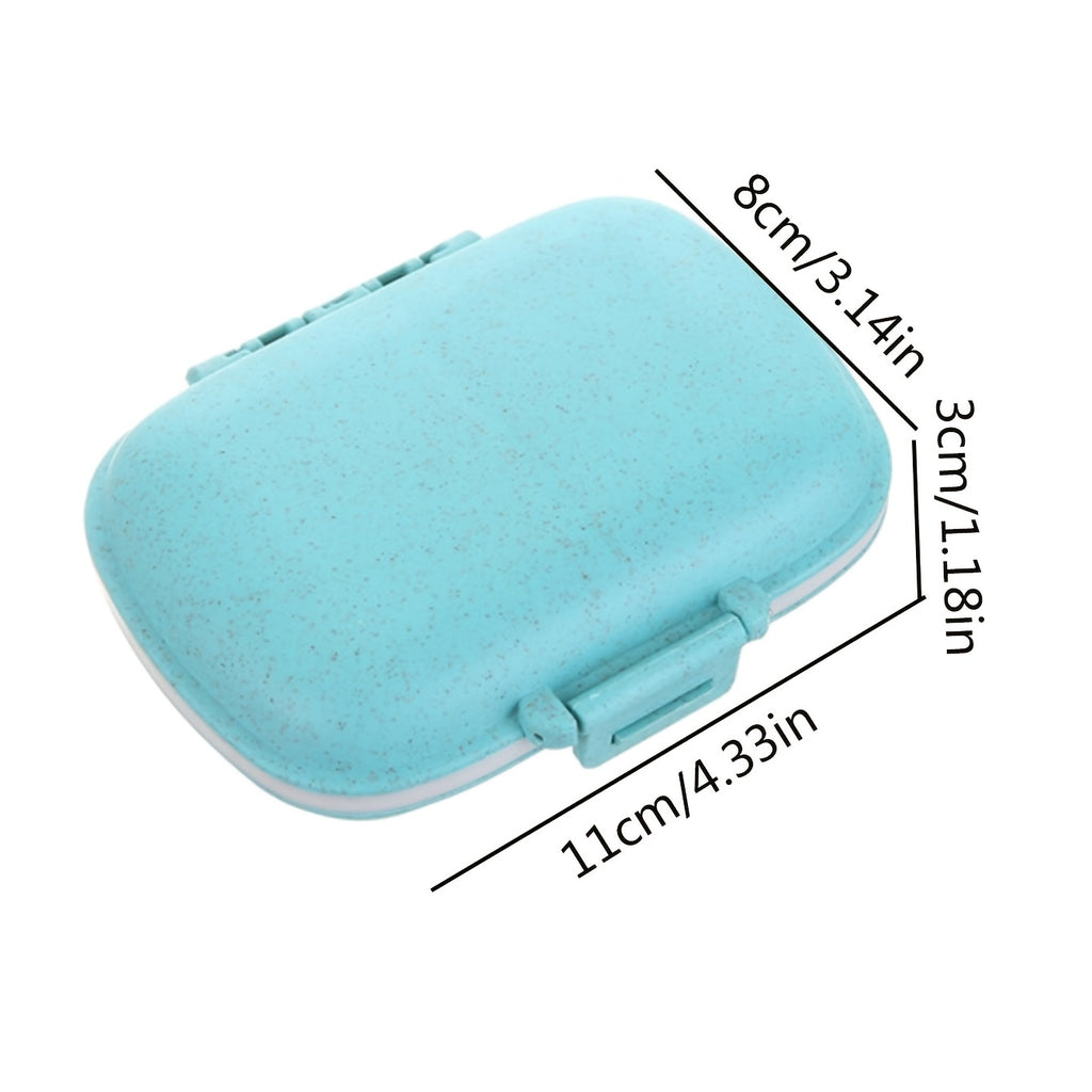 1pc Portable 8-Compartment Sealed Pill Box, Moisture-Proof Weekly Pill Organizer, Small Wheat-Shaped Medicine Storage Box