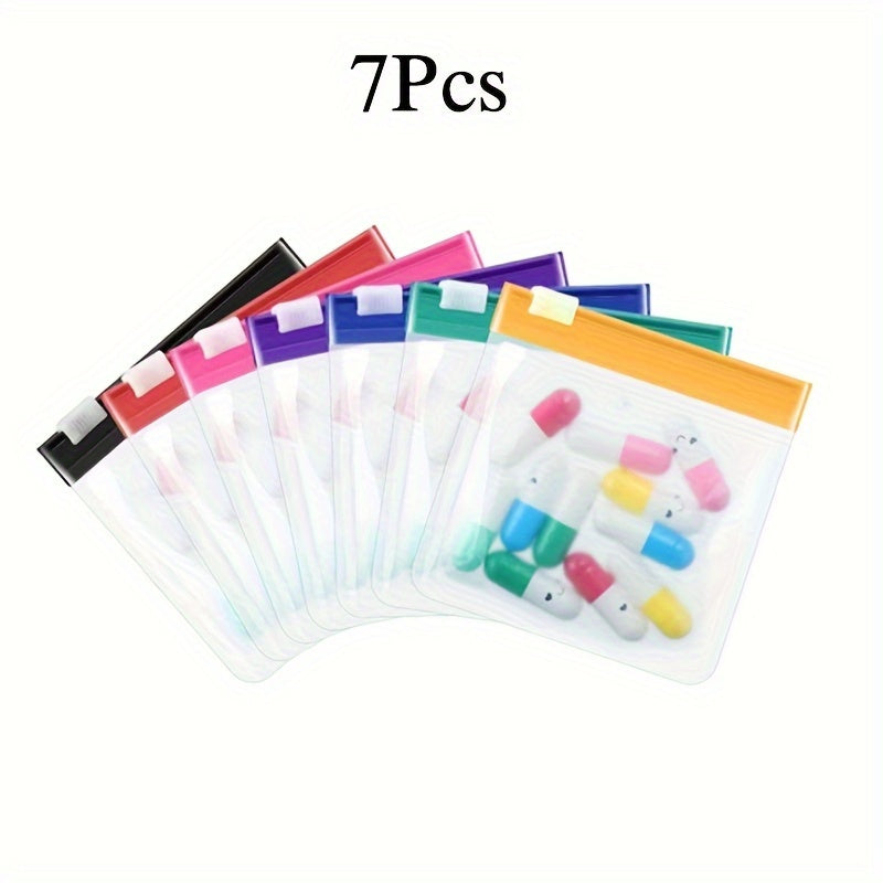 28/14/7pcs Reusable Zipper Pill Bags Set, Medication Organizer 7 Colors Self-Seal, Translucent Medicine Bags Travel Pill Bags with Slide Lock for Pills and Small Items