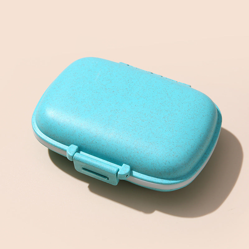 1pc Portable 8-Compartment Sealed Pill Box, Moisture-Proof Weekly Pill Organizer, Small Wheat-Shaped Medicine Storage Box