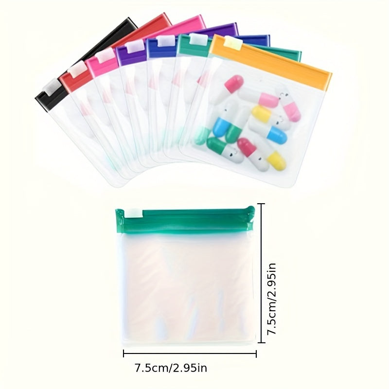 28/14/7pcs Reusable Zipper Pill Bags Set, Medication Organizer 7 Colors Self-Seal, Translucent Medicine Bags Travel Pill Bags with Slide Lock for Pills and Small Items