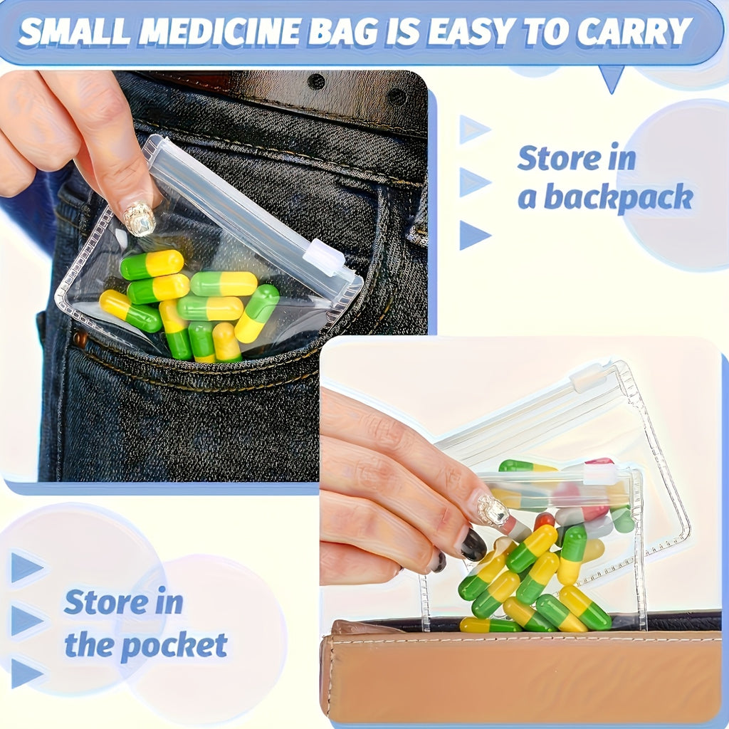 Set of 6 PVC Travel-Friendly Medicine Storage Bags - Zip-Up Pouches for Medicine, Ideal for Organizing Jewelry And Small Items, As Well As for Storing Travel Luggage Additions
