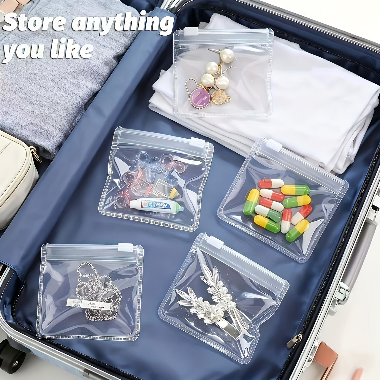 Set of 6 PVC Travel-Friendly Medicine Storage Bags - Zip-Up Pouches for Medicine, Ideal for Organizing Jewelry And Small Items, As Well As for Storing Travel Luggage Additions