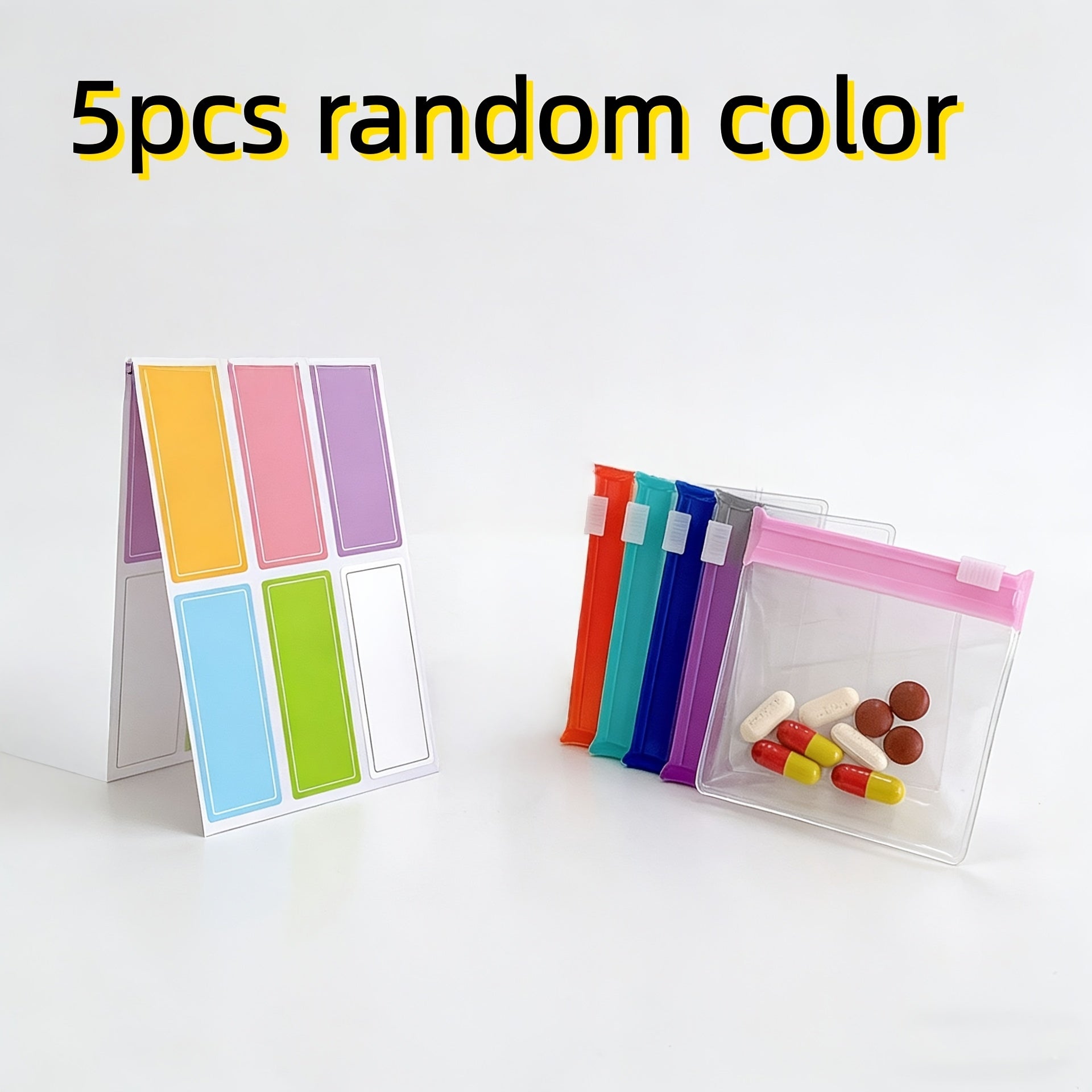 5pcs\10pcs\20pcs Pill Bag Set, Slide-Lock Zipper Pill Organizer Bags, and Reusable Medication Storage for Travel and Home Office Use ;random color