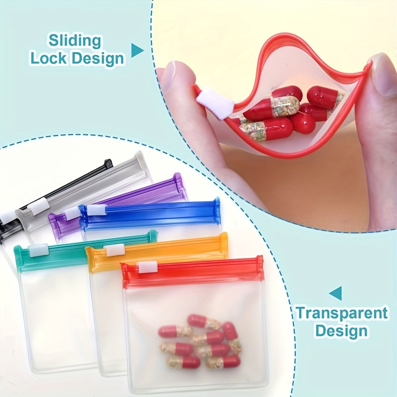 28/14/7pcs Reusable Zipper Pill Bags Set, Medication Organizer 7 Colors Self-Seal, Translucent Medicine Bags Travel Pill Bags with Slide Lock for Pills and Small Items
