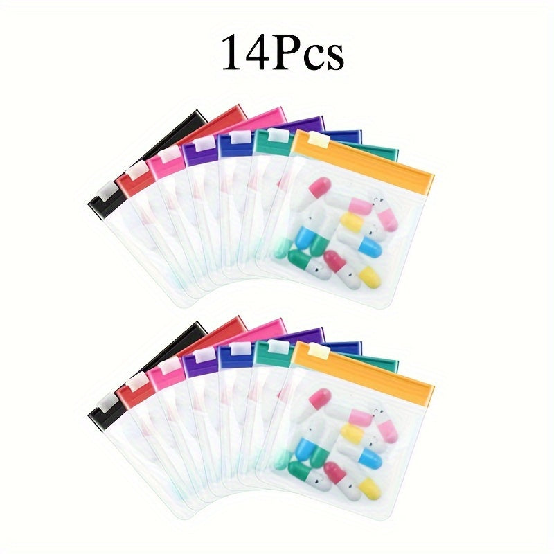 28/14/7pcs Reusable Zipper Pill Bags Set, Medication Organizer 7 Colors Self-Seal, Translucent Medicine Bags Travel Pill Bags with Slide Lock for Pills and Small Items