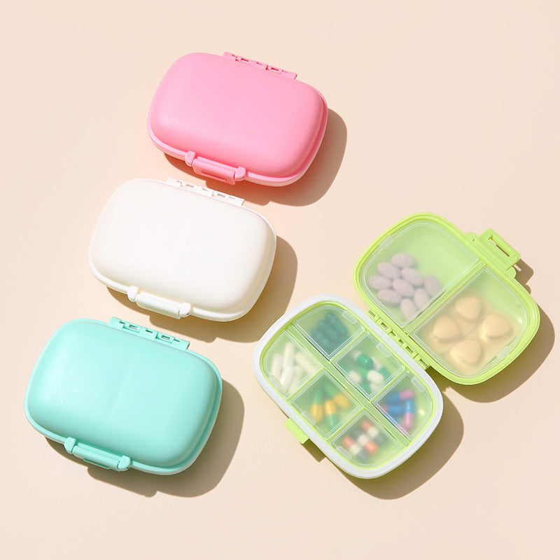 1pc Portable 8-Compartment Sealed Pill Box, Moisture-Proof Weekly Pill Organizer, Small Wheat-Shaped Medicine Storage Box