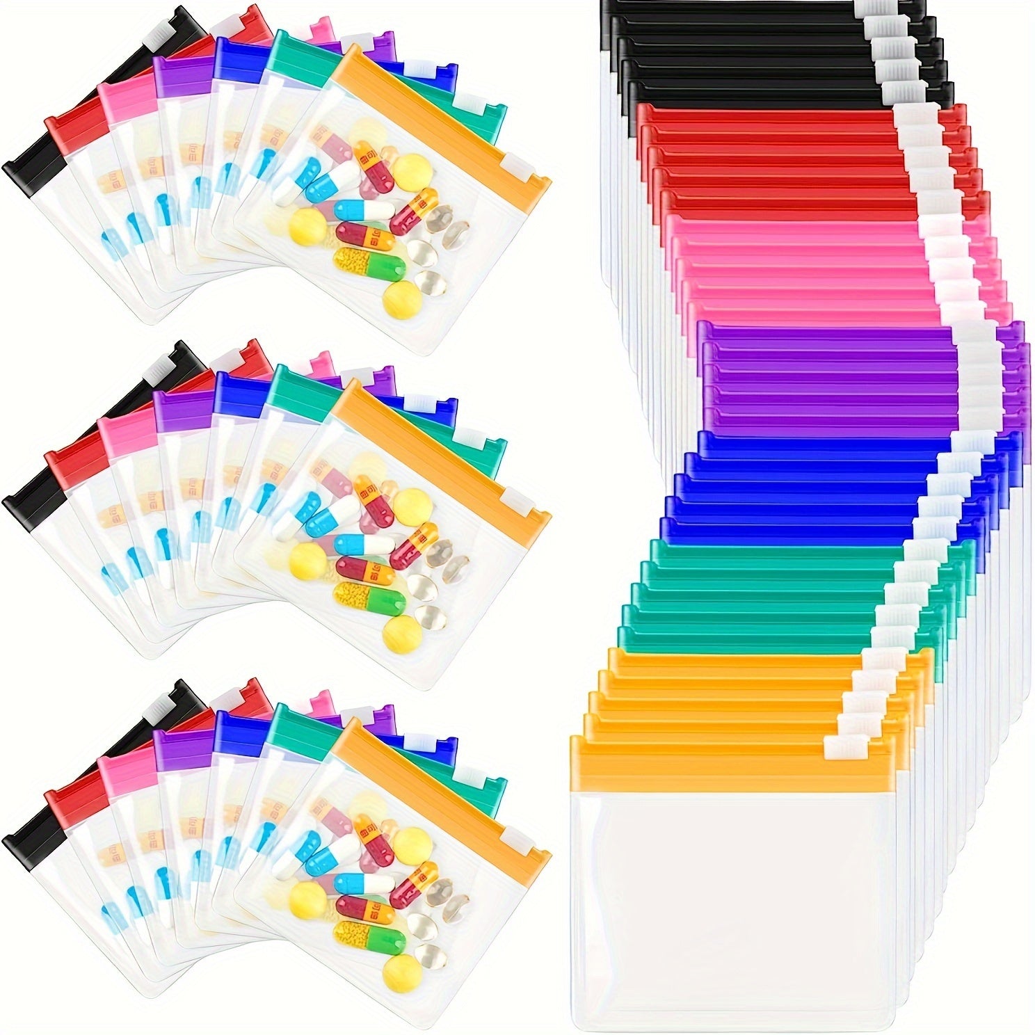 5pcs\10pcs\20pcs Pill Bag Set, Slide-Lock Zipper Pill Organizer Bags, and Reusable Medication Storage for Travel and Home Office Use ;random color